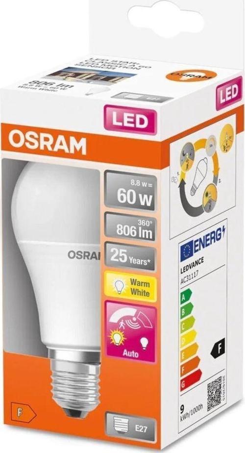 Led Star 8.8W 2700K 806lm E27 Duy Hareket Sensörlü Sarı Işık Ampul