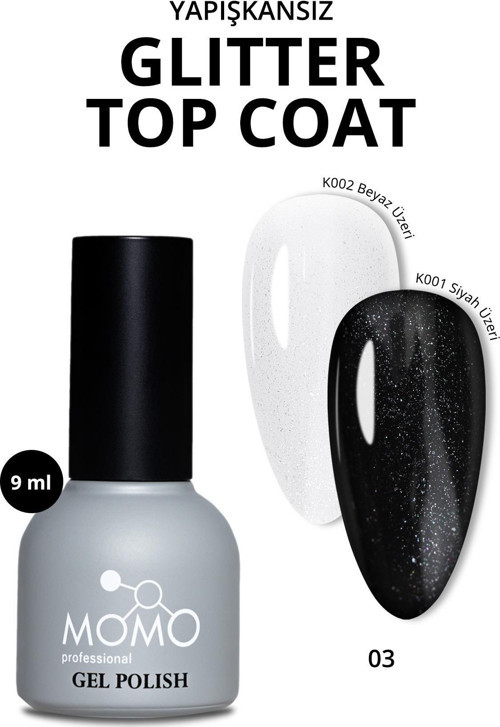 Protez Tırnak Kalıcı Oje Glitter Top Coat 03, Hafif Gümüş Sim, 9 ml