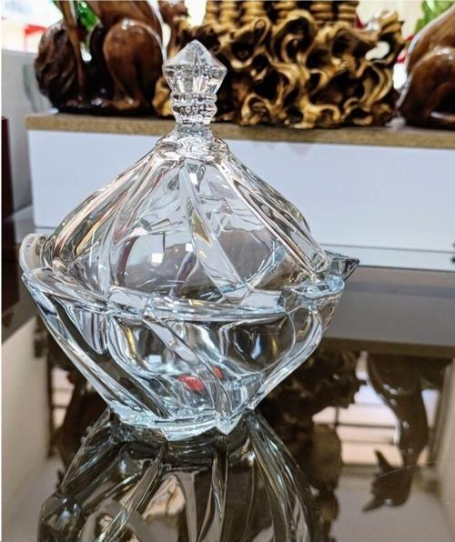 Kristal Kapaklı Şekerlik Kase 18 cm ağız çapı