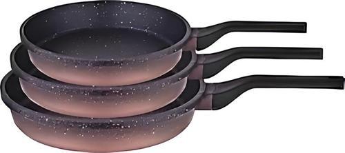 Aluminyum Döküm Granit 3 lü tava seti 20cm 24cm 28cm siyah