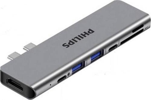 7 İn 1 Çift Type C Gişirli Çevirici  4K hdmi 100w Pd Usb 3.0*2 - Kart Okuyucu