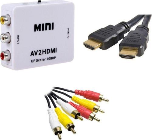 Rca to Hdmi Çevirici Adaptör+ Rca kablo + Hdmi Kablo