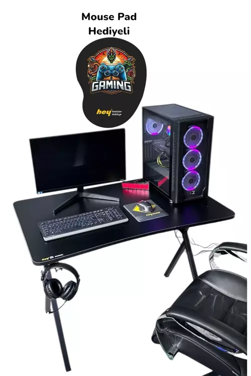 Heygaming Profesyonel Oyuncu Masası Siyah Bilgisayar Çalışma Masası 120 Cm