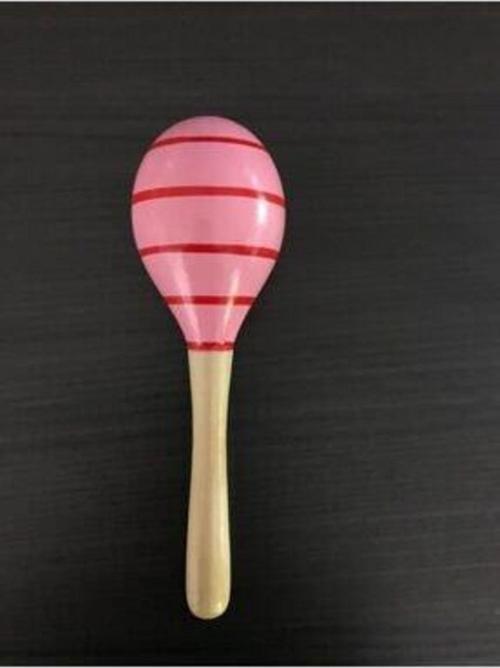 Marakas - Pembe-Kırmızı Çizgili 1 Adet 20Cm
