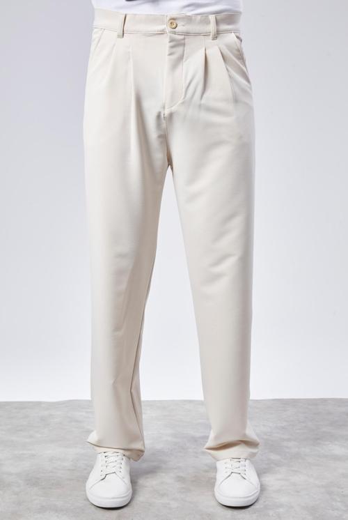Yüksek Kalite Erkek Yüksek Bel Pileli Baggy Chino Pantolon C358