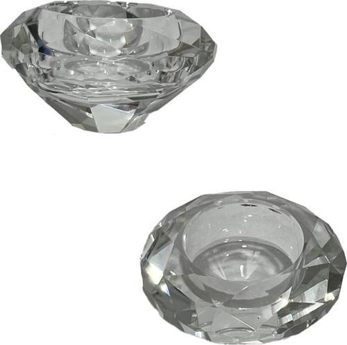 Faset Kesim Kristal Cam Tealight Mumluk 7x4 cm (1 Adet)