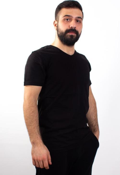 1827 SİYAH V  YAKA ERKEK T-SHİRT