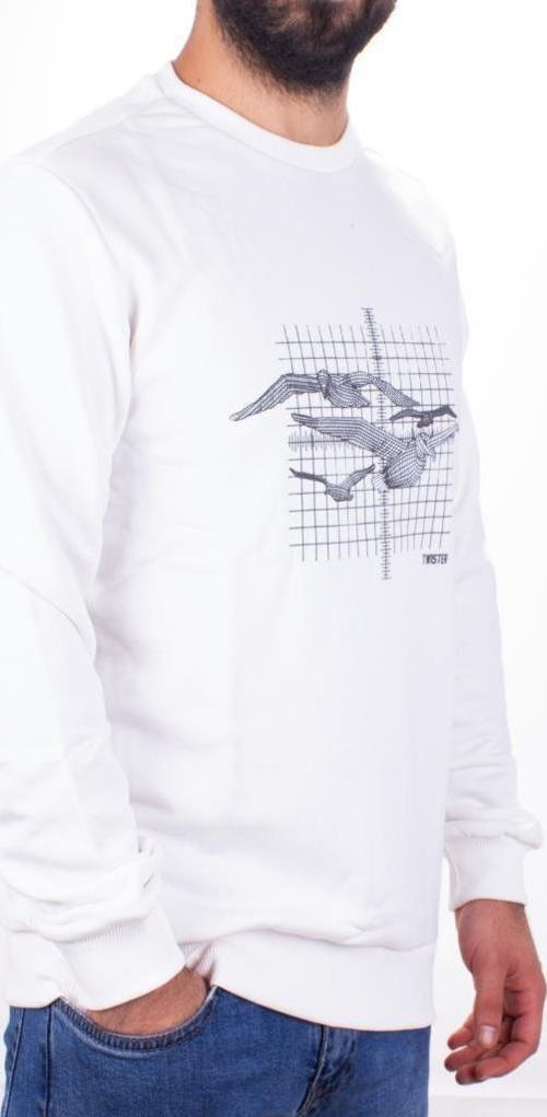 Twister 1915 Ekru Bisiklet Yaka Erkek Sweat