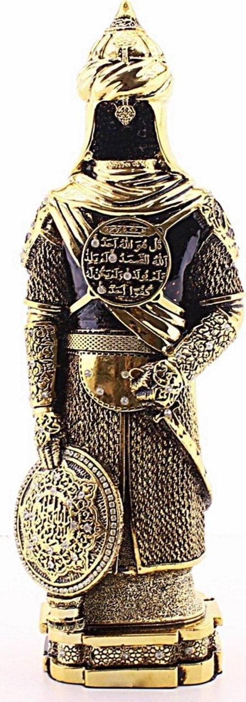 Polyester Üzerine Metal Kaplama Biblo Zırhlı Cevşen Ayetli Asker Gold Biblo 3 Boyutlu Büyük Boy 32Cm