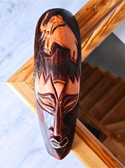 Fil Surat Totem Yerliler Aborjin Tipi Ahşap Oyma Mask Duvar Objesi Mindi Ağacı El Oyması 30 cm