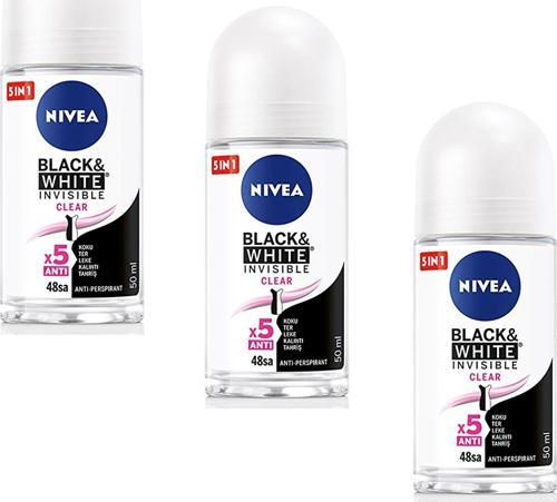 Invisible Black White Clear Kadın Roll-On 50 ml 3 ADET