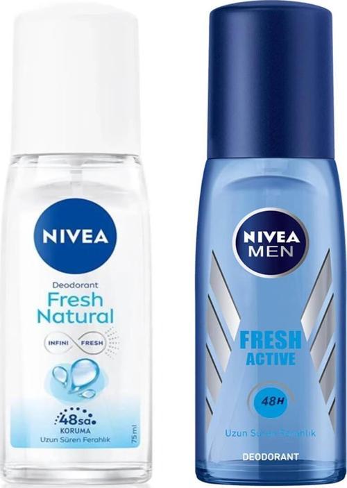 Men Fresh Active Deodorant 75 ml + Fresh Natural Kadın Deodorant Pump Sprey 75 ml
