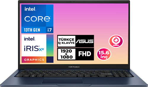VivoBook 15 i7-1355U 12GB 512GB SSD 15.6" FHD Freedos Taşınabilir Bilgisayar X1504VA-NJ1499