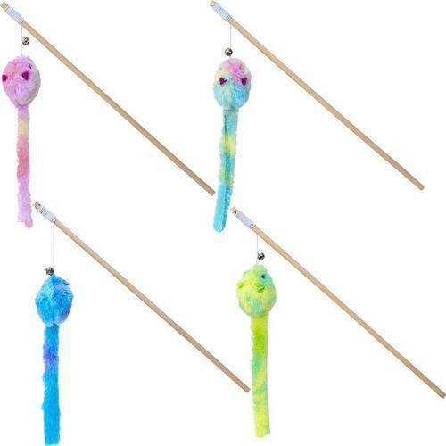 Ahşap Saplı Peluş Fareli Kedi Oltası 40 Cm 1 Adet