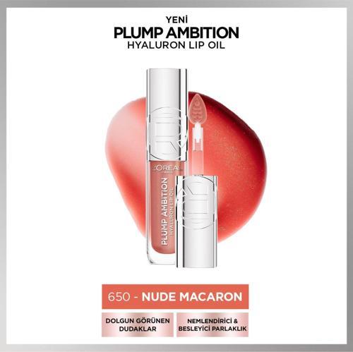 Plump Ambition Hyaluron Lip Oil Besleyici ve Nemlendirici Dudak Parlatıcısı - 650 Nude Macaron