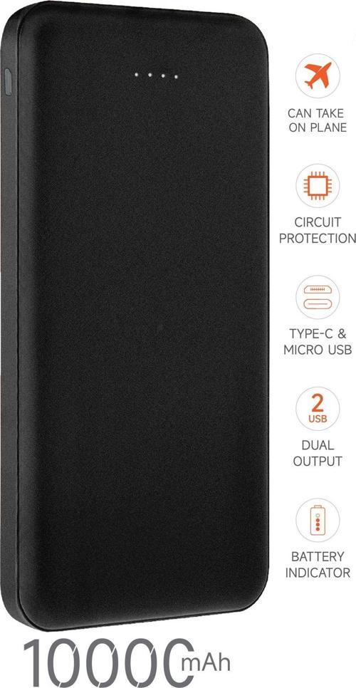 Snp-3001 Siyah 10.000 Mah Powerbank 2X Usb Çıkışlı 1 Type-C Ve 1 Micro Girişli