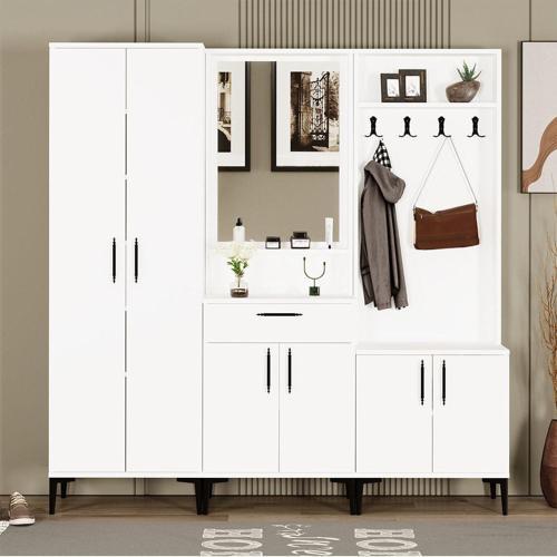 Sezen-1-2-3 Aynalı Çekmeceli Portmanto Ayakkabılık Vestiyer