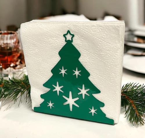 Çam Ağacı Temalı Yeşil Metal Peçetelik Yılbaşı Noel
