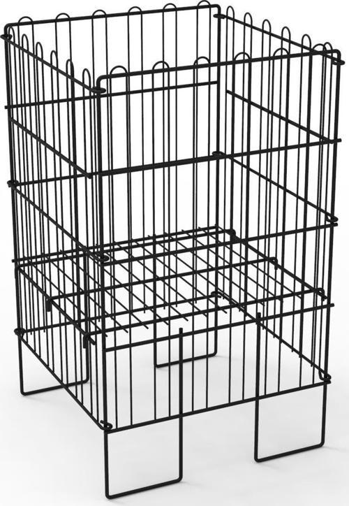 Ergonomik Tasarım 40x40 Katlanır Tel Havuz Sepeti Siyah – Market, Avm, ve Bakkal İçin İdeal Ürün Teşhir Standı – 3 Kadem