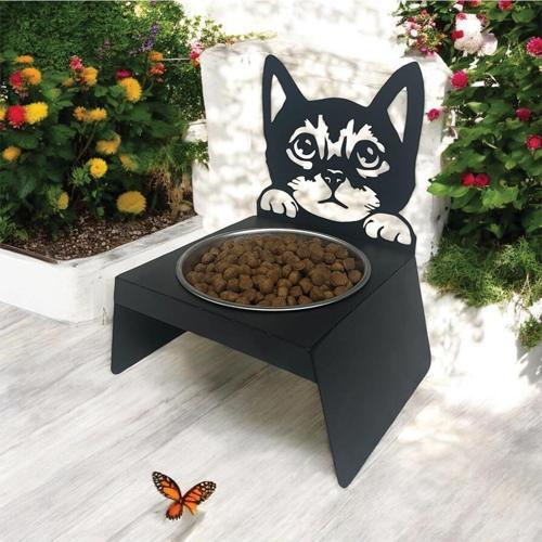 Sevimli Kedi Tasarımlı, Ergonomik Siyah Kedi ve Köpek Mama ve Su Kabı Tekli Small Model – Paslanmaz Çelik, Dayanıklı Mal