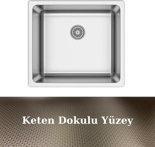AS 358 40.45 Radus Tezgah Altı Keten Doku 304 Paslanmaz Çelik Eviye