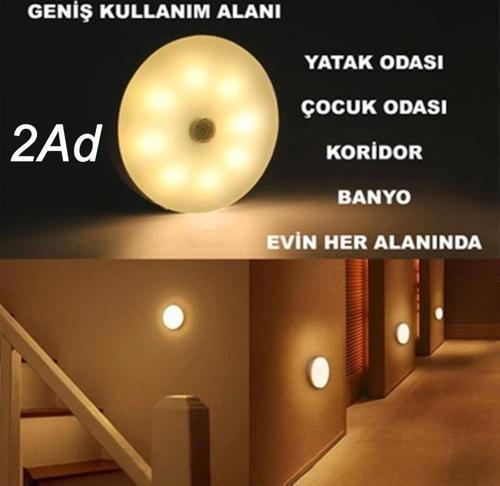 USB Şarjlı PIR Hareket Sensörlü Gece Lambası Magnet Mıknatıslı 4000K-Gün Işığı-2Adet