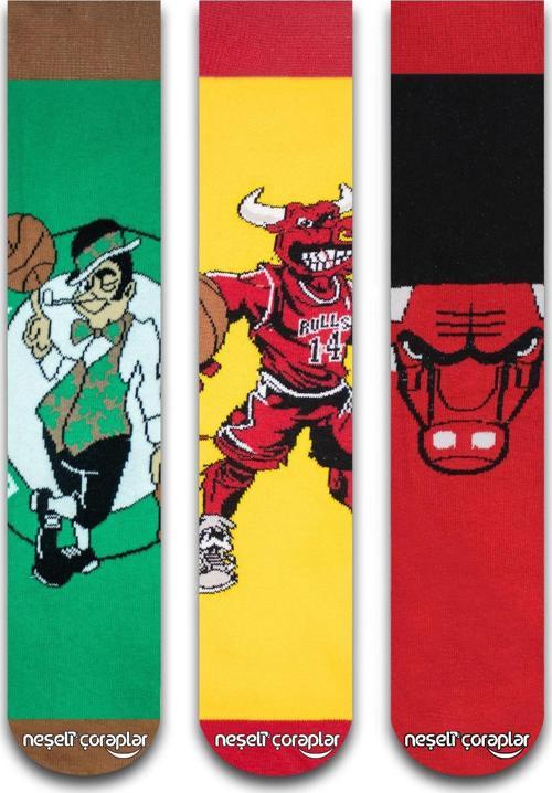 3'Lü Basketbol Renkli Çorap Set