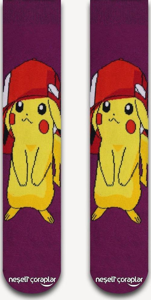 Pikacu Mor Renkli Çorap