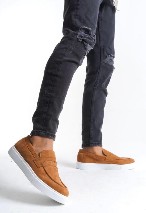 SLW180 Estilo X Bağcıksız Süet Erkek Günlük Spor Klasik Ayakkabı BT Taba