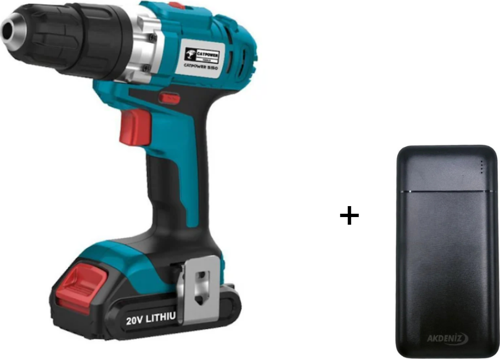 CAT5150 20 V 2.0 Ah Li-ion Çift Akülü Vidalama Makinesi  + Akdeniz Taşınabilir Şarj Cihazı (Model: S125Q)