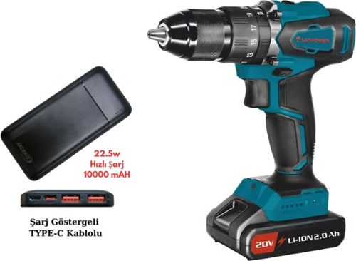4111-Akülü Darbeli Vidalama Li-on Kömür+Akdeniz Taşınabilir Şarj Cihazı (Model: S125Q)