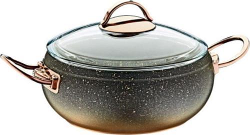 Oms 3141 20*9 / 2,5 Lt Granit Cam Kapaklı Bakır Derin Küre Tencere