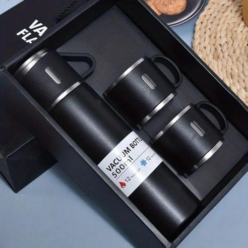 Paslanmaz Çelik Termos Renkli 3 Bardaklı 500 Ml Kutulu Set