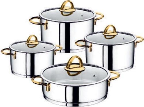 Oms Oms 1097 8 Parça Silindir Çelik Tencere Seti-Gold
