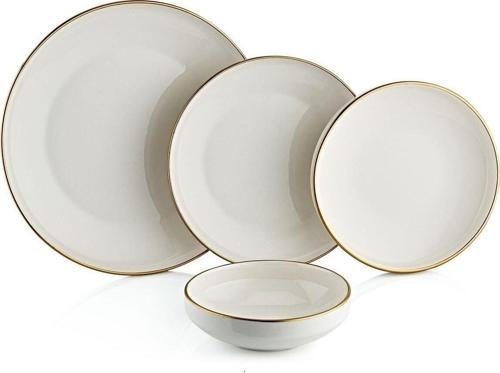 Oms Oms Collection 111112-Gold Kenarlı 24 Parça Porselen Yemek Takımı