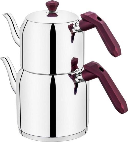 Gala Inox Mor Kulp Orta Boy Çaydanlık Takımı 122