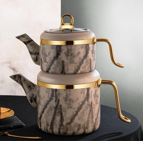 Özlife Vigo Golden Aile Boy Granit Çaydanlık Takımı