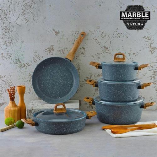 Marble Natura 9 Parça Granit Tencere Seti