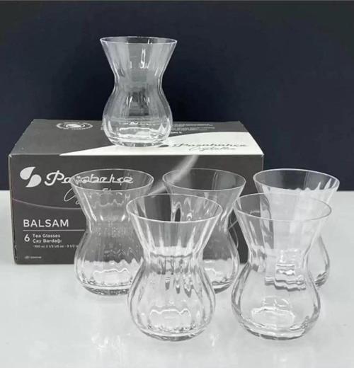12552 Cyrstallin Balsam El Yapımı Kesme Ağızlı Çay Bardağı 100 Cc 6 Adet