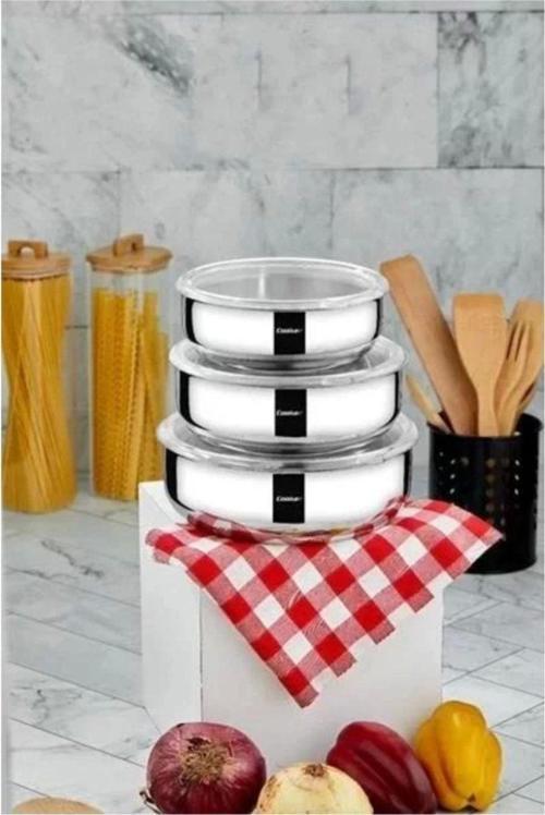 Ckr3143 Çelik Saklama Kabı 16-18-20 Cm 3 Lü
