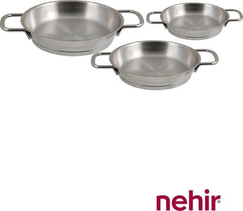 Silver İndüksiyon Uyumlu Çelik Kapaksız Omlet Sahan Set 16-18-20Cm