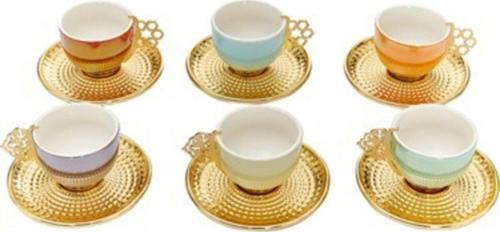 -918 Altın Kahve Seti 6'Lı Renkli