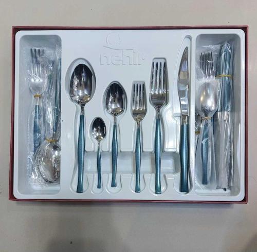 Zarif Premium Sedef Kaplamalı 36 Parça Renkli 6 Kişilik Çatal Kaşık Takımı