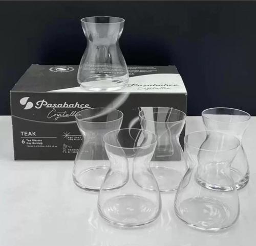 22174 Cyrstallin Teak El Yapımı Kesme Ağızlı Çay Bardağı 194 Cc 6 Adet