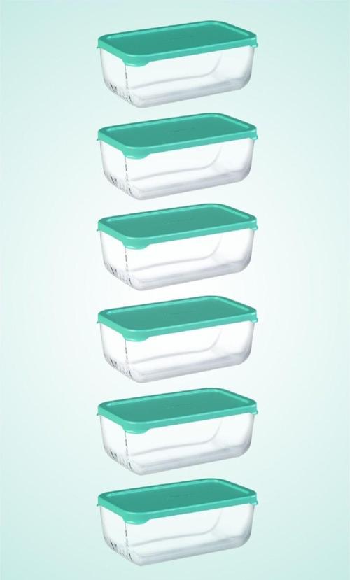 6'Lı Snowbox Saklama Kabı Takımı - 1200Cc - Yeşil Kapaklı Pb6X53473-Y