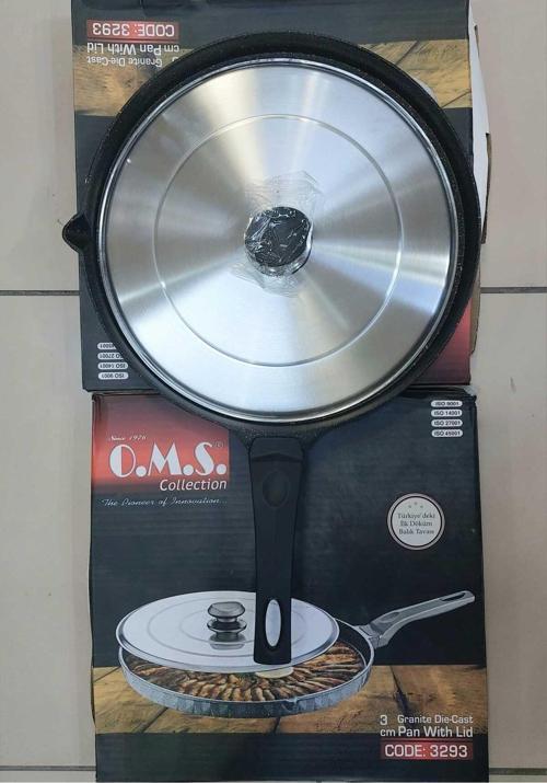 3293 Çevirme Kapaklı Bazlama Gözleme Balık Tavası Döküm 34 Cm Siyah