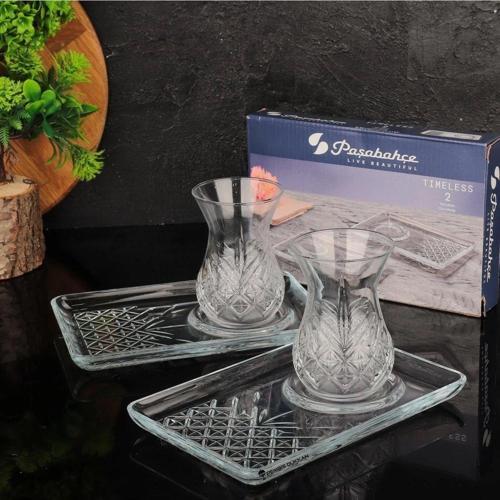 Timeless 42881 Çay Bardağı Ve 54851 Sunumlu Çay Tabağı Seti 6 Kişilik
