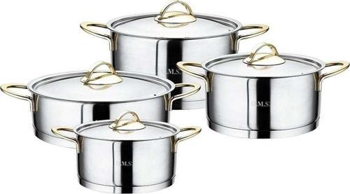 8 Parça Silindir Çelik Tencere 1012 Gold