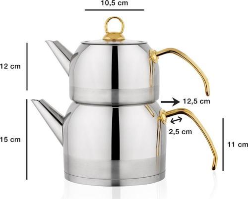 Ada (Büyük) 4 Parça Gold Çaydanlık Takımı