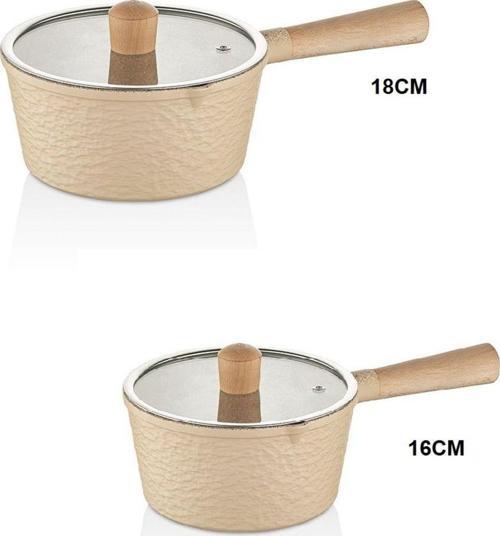 Creamy Döküm Dökme Ağızlı  Cam Kapaklı 2'Li Sosluk Sütlük Tava Seti